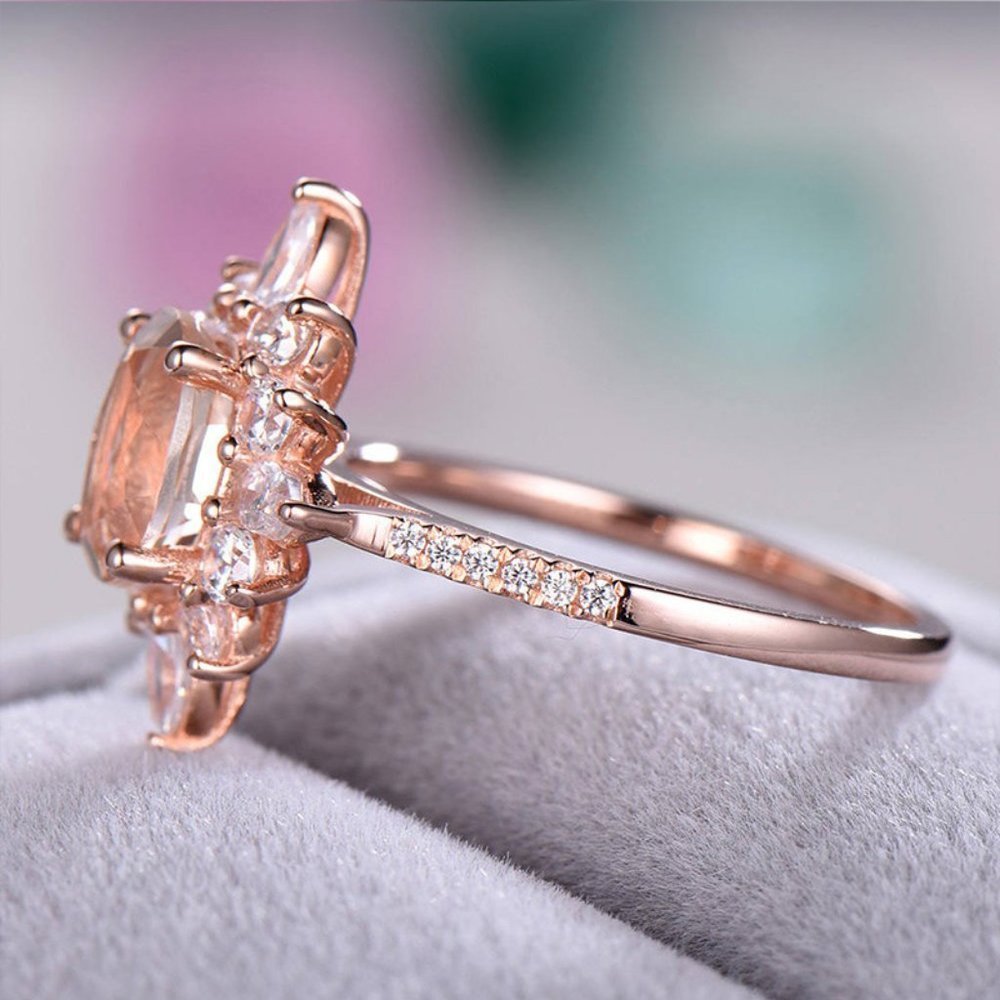 🎀Sweet Super Dainty Sun Flower Oval Gemstone CZ Rings for Women,  EVGG1131 - Picture 5 of 6